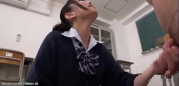  Japanese 18yo schoolgirl plays sex game with old teacher
